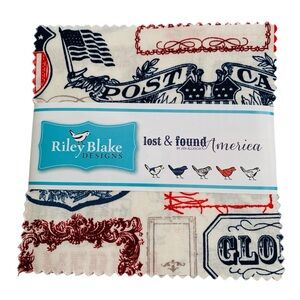 RILEY BLAKE DESIGNS Lost & Found America 5” Square Stacker Charm Pack Fabric NWT